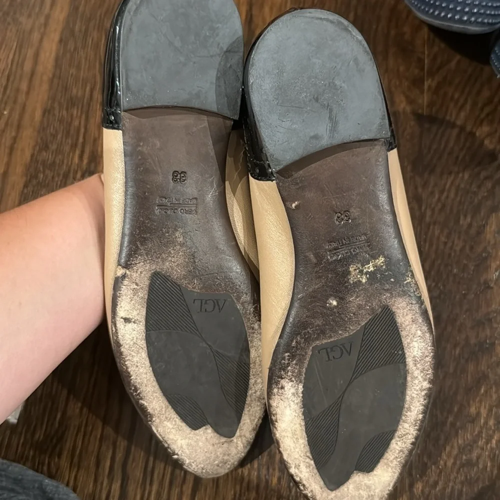 AGL Black and Tan Leather Flats size 7.5 - Picture 4 of 4